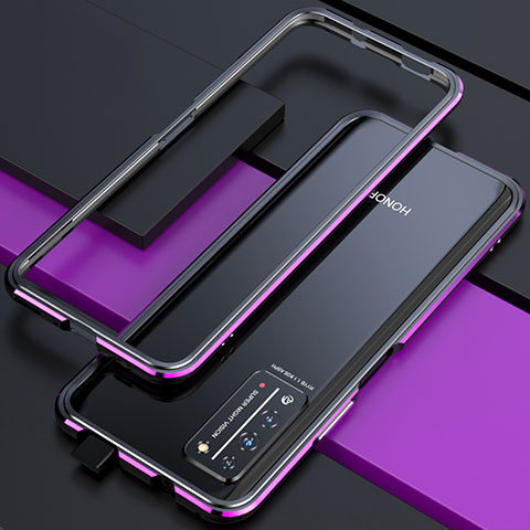 Coque Bumper Luxe Aluminum Metal Etui T01 pour Huawei Honor X10 5G Violet et Noir