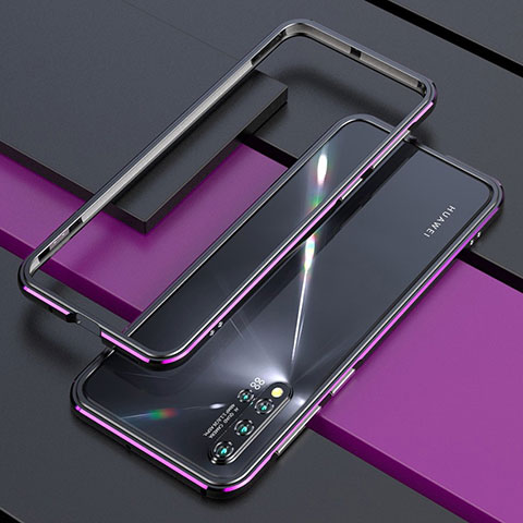 Coque Bumper Luxe Aluminum Metal Etui T01 pour Huawei Nova 5 Violet et Noir