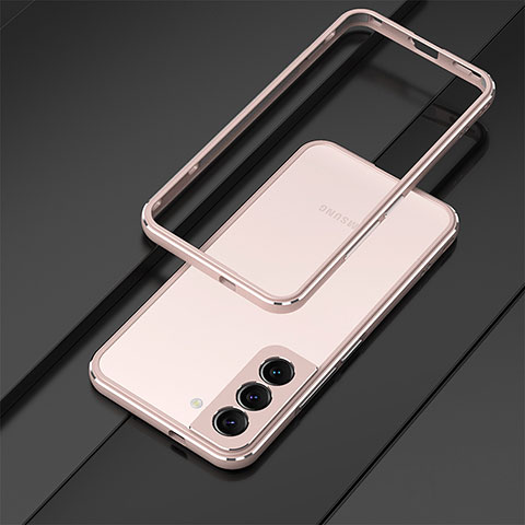 Coque Bumper Luxe Aluminum Metal Etui T01 pour Samsung Galaxy S21 5G Or Rose