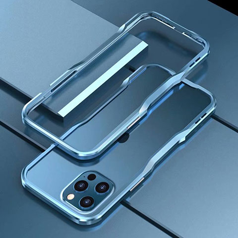 Coque Bumper Luxe Aluminum Metal Etui T03 pour Apple iPhone 12 Pro Bleu