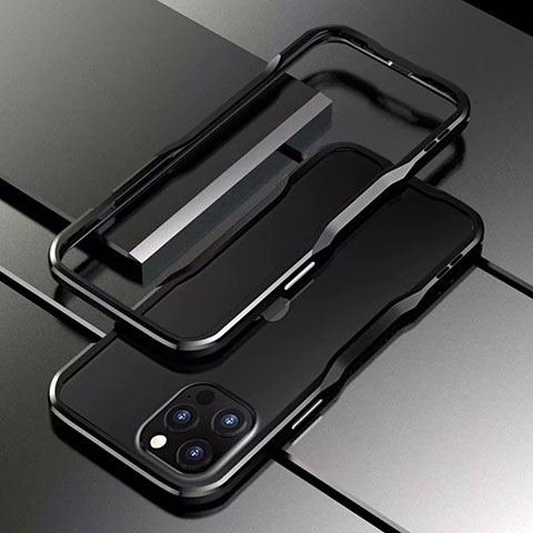 Coque Bumper Luxe Aluminum Metal Etui T03 pour Apple iPhone 12 Pro Max Noir