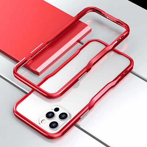 Coque Bumper Luxe Aluminum Metal Etui T03 pour Apple iPhone 12 Pro Rouge