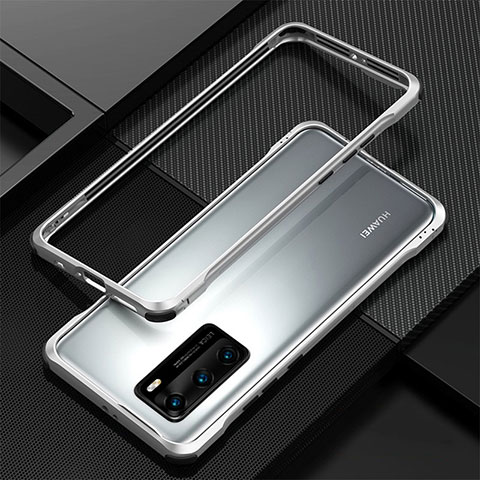 Coque Bumper Luxe Aluminum Metal Etui T04 pour Huawei P40 Argent