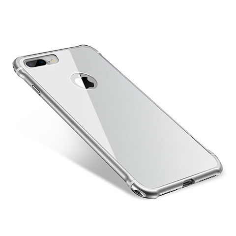 Coque Bumper Luxe Aluminum Metal Miroir Housse Etui M01 pour Apple iPhone 7 Plus Argent