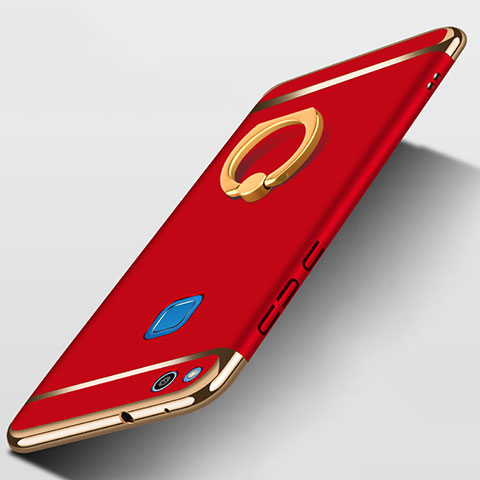 Coque Bumper Luxe Metal et Plastique avec Support Bague Anneau pour Huawei Honor 8 Lite Rouge