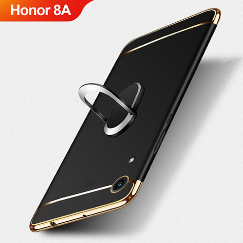 Coque Bumper Luxe Metal et Plastique avec Support Bague Anneau pour Huawei Honor 8A Noir