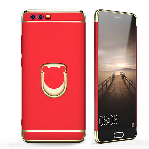 Coque Bumper Luxe Metal et Plastique avec Support Bague Anneau pour Huawei Honor 9 Rouge
