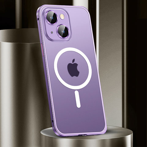 Coque Bumper Luxe Metal et Plastique Etui Housse avec Mag-Safe Magnetic Magnetique JL2 pour Apple iPhone 13 Violet