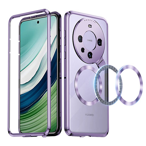 Coque Bumper Luxe Metal et Plastique Etui Housse avec Mag-Safe Magnetic Magnetique LK2 pour Huawei Mate 60 Violet