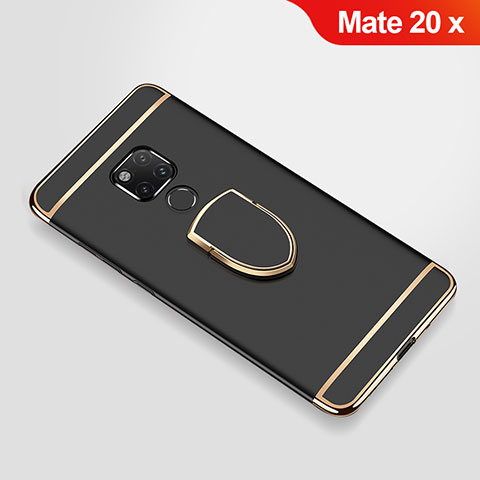 Coque Bumper Luxe Metal et Plastique Etui Housse avec Support Bague Anneau A01 pour Huawei Mate 20 X 5G Noir