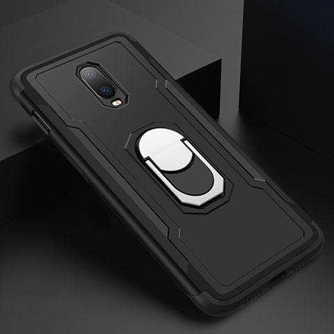 Coque Bumper Luxe Metal et Plastique Etui Housse avec Support Bague Anneau A01 pour OnePlus 6T Noir