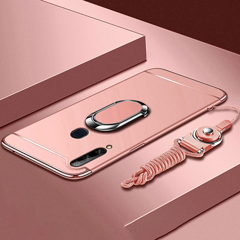 Coque Bumper Luxe Metal et Plastique Etui Housse avec Support Bague Anneau A01 pour Samsung Galaxy A20s Or Rose
