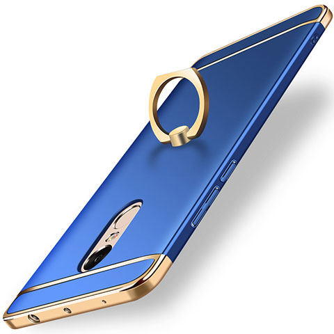 Coque Bumper Luxe Metal et Plastique Etui Housse avec Support Bague Anneau A01 pour Xiaomi Redmi Note 4 Bleu