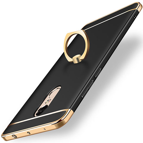 Coque Bumper Luxe Metal et Plastique Etui Housse avec Support Bague Anneau A01 pour Xiaomi Redmi Note 4 Noir