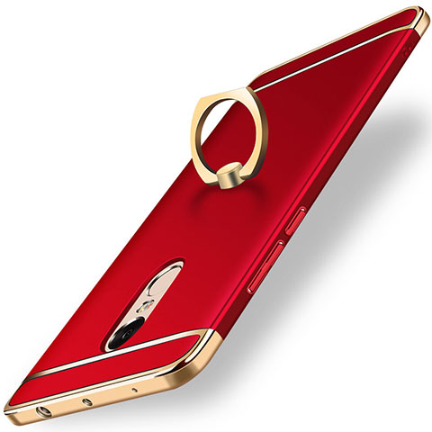 Coque Bumper Luxe Metal et Plastique Etui Housse avec Support Bague Anneau A01 pour Xiaomi Redmi Note 4X High Edition Rouge