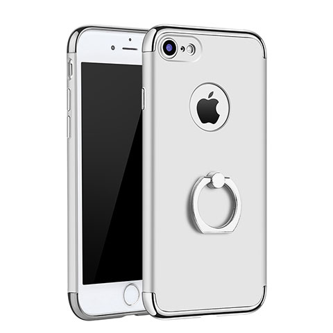 Coque Bumper Luxe Metal et Plastique Etui Housse avec Support Bague Anneau A02 pour Apple iPhone 7 Argent