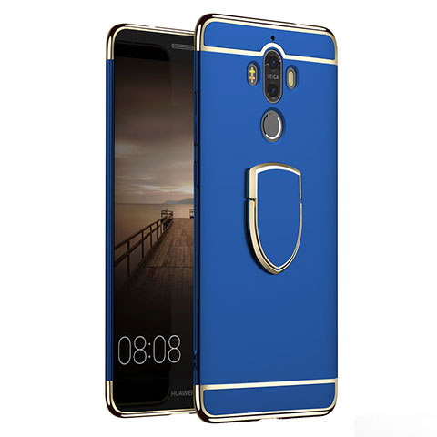 Coque Bumper Luxe Metal et Plastique Etui Housse avec Support Bague Anneau A02 pour Huawei Mate 9 Bleu