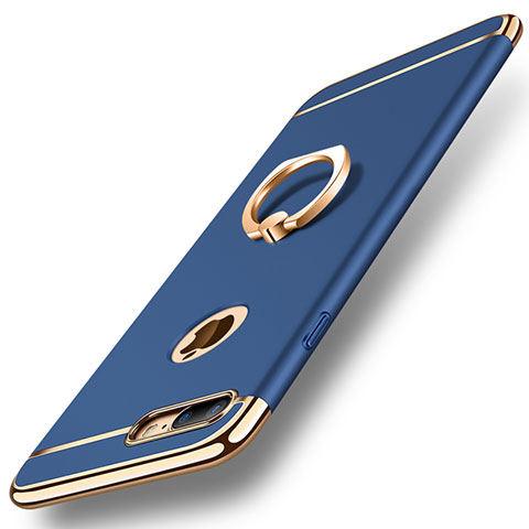 Coque Bumper Luxe Metal et Plastique Etui Housse avec Support Bague Anneau A05 pour Apple iPhone 8 Plus Bleu