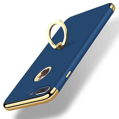 Coque Bumper Luxe Metal et Plastique Etui Housse avec Support Bague Anneau A07 pour Apple iPhone 8 Plus Bleu