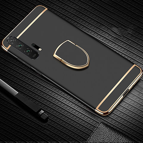 Coque Bumper Luxe Metal et Plastique Etui Housse avec Support Bague Anneau T01 pour Huawei Honor 20 Pro Noir