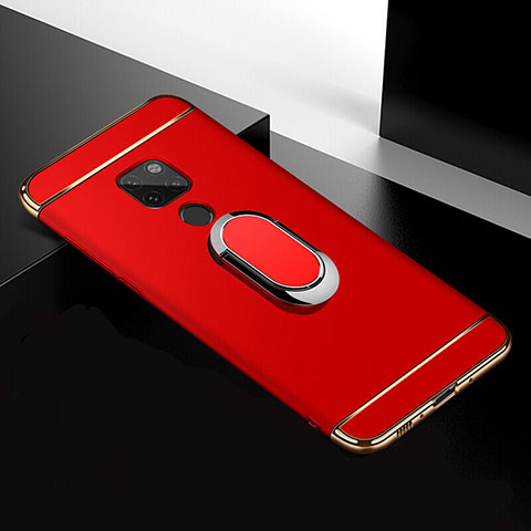 Coque Bumper Luxe Metal et Plastique Etui Housse avec Support Bague Anneau T01 pour Huawei Mate 20 Rouge