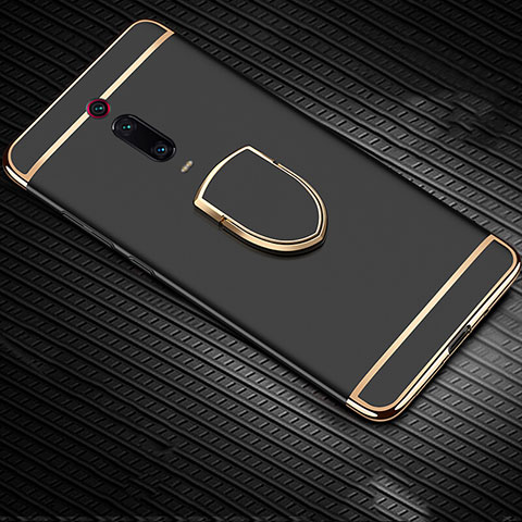Coque Bumper Luxe Metal et Plastique Etui Housse avec Support Bague Anneau T01 pour Xiaomi Mi 9T Pro Noir