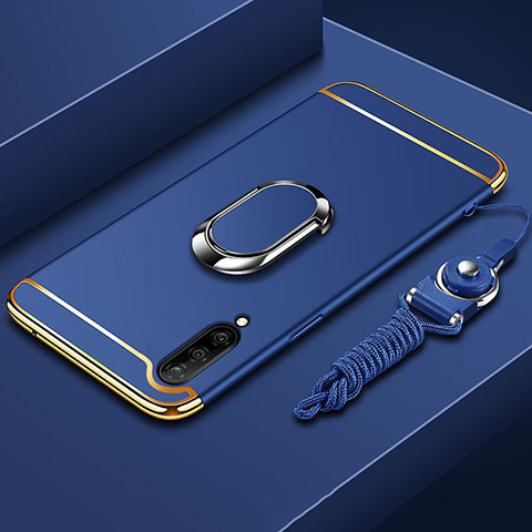 Coque Bumper Luxe Metal et Plastique Etui Housse avec Support Bague Anneau T01 pour Xiaomi Mi A3 Bleu
