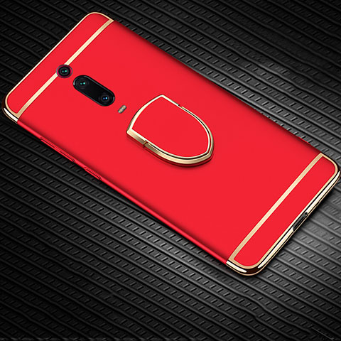 Coque Bumper Luxe Metal et Plastique Etui Housse avec Support Bague Anneau T01 pour Xiaomi Redmi K20 Rouge