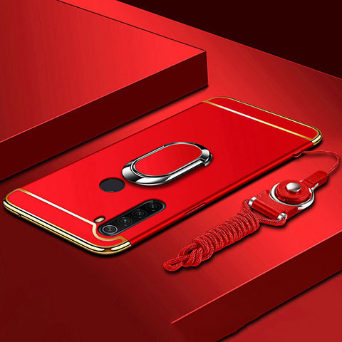 Coque Bumper Luxe Metal et Plastique Etui Housse avec Support Bague Anneau T01 pour Xiaomi Redmi Note 8 (2021) Rouge