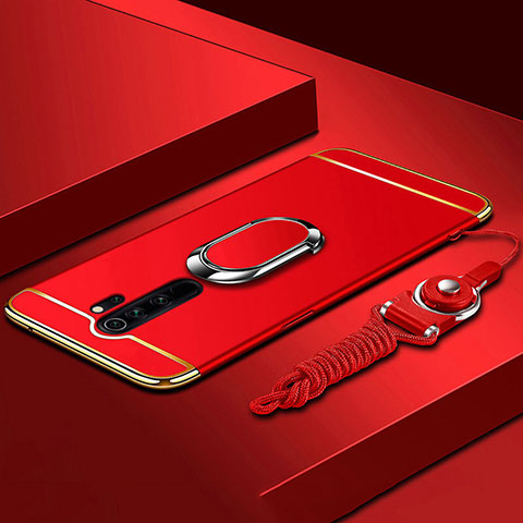 Coque Bumper Luxe Metal et Plastique Etui Housse avec Support Bague Anneau T01 pour Xiaomi Redmi Note 8 Pro Rouge