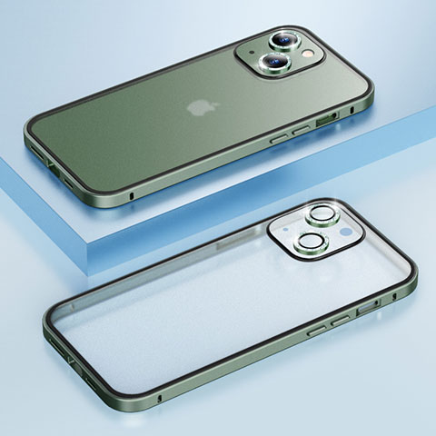 Coque Bumper Luxe Metal et Plastique Etui Housse Bling-Bling LF1 pour Apple iPhone 13 Vert