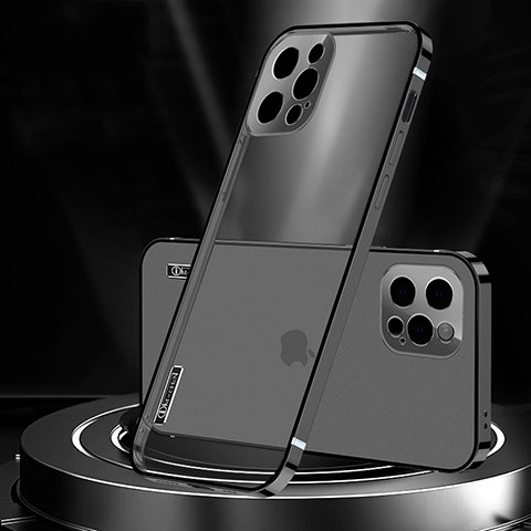Coque Bumper Luxe Metal et Plastique Etui Housse JL3 pour Apple iPhone 13 Pro Max Noir
