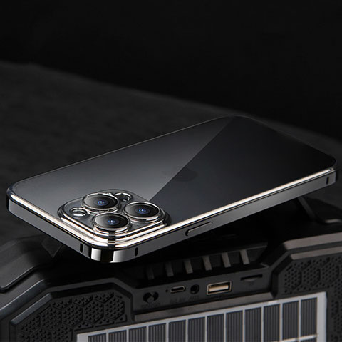 Coque Bumper Luxe Metal et Plastique Etui Housse LF5 pour Apple iPhone 15 Pro Noir