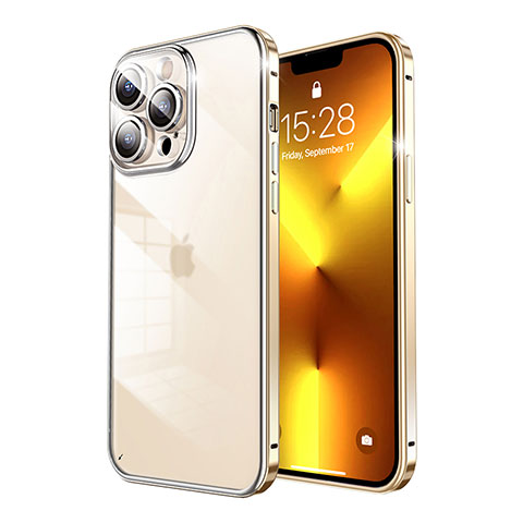 Coque Bumper Luxe Metal et Plastique Etui Housse LF7 pour Apple iPhone 13 Pro Max Or