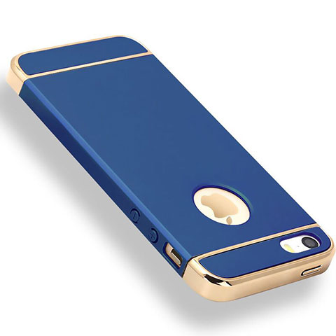 Coque Bumper Luxe Metal et Plastique Etui Housse M01 pour Apple iPhone 5S Bleu