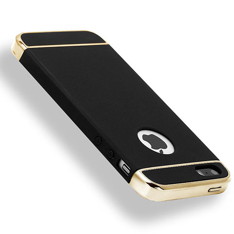Coque Bumper Luxe Metal et Plastique Etui Housse M01 pour Apple iPhone 5S Noir