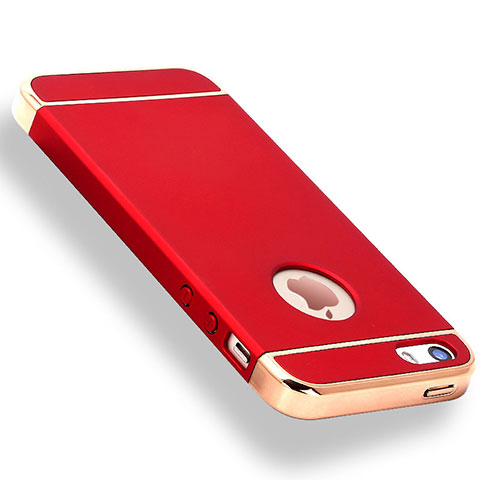 Coque Bumper Luxe Metal et Plastique Etui Housse M01 pour Apple iPhone 5S Rouge