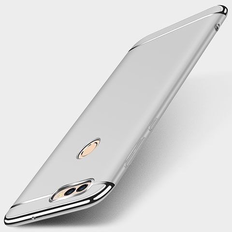 Coque Bumper Luxe Metal et Plastique Etui Housse M01 pour Huawei Enjoy 7S Argent