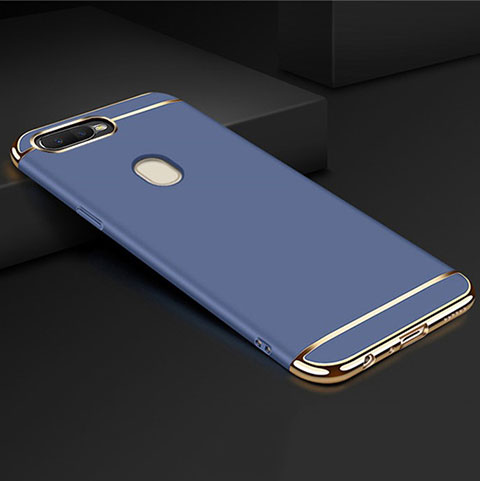 Coque Bumper Luxe Metal et Plastique Etui Housse M01 pour Oppo A7 Bleu
