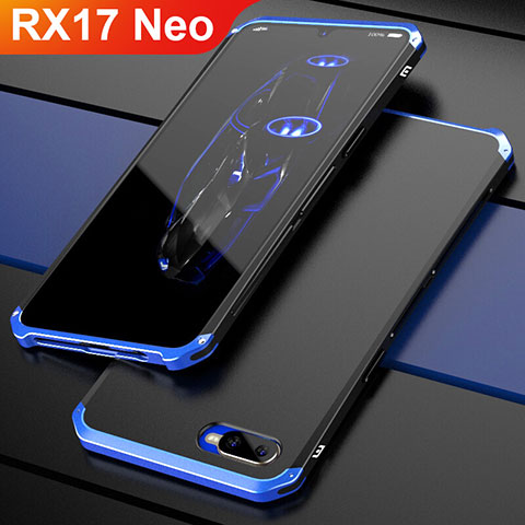 Coque Bumper Luxe Metal et Plastique Etui Housse M01 pour Oppo RX17 Neo Bleu et Noir