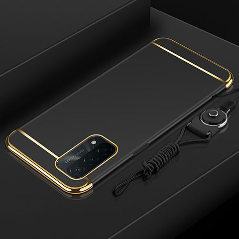 Coque Bumper Luxe Metal et Plastique Etui Housse P01 pour Oppo A74 5G Noir