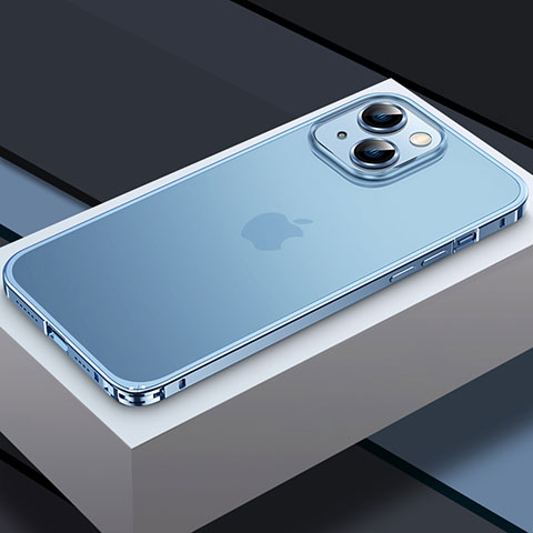 Coque Bumper Luxe Metal et Plastique Etui Housse QC3 pour Apple iPhone 14 Plus Bleu