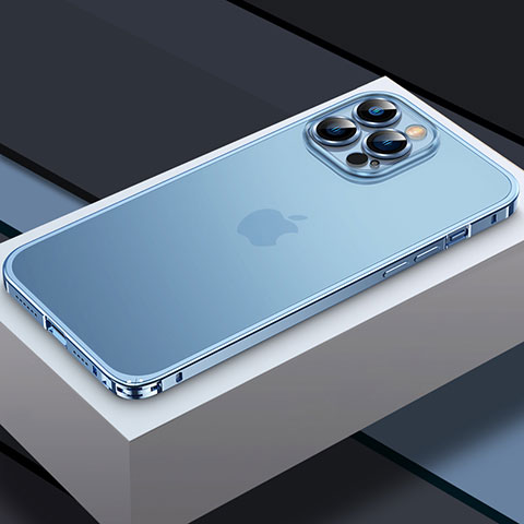 Coque Bumper Luxe Metal et Plastique Etui Housse QC3 pour Apple iPhone 14 Pro Max Bleu