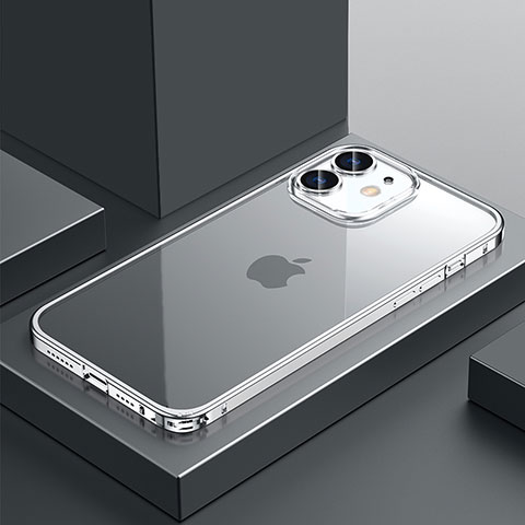 Coque Bumper Luxe Metal et Plastique Etui Housse QC4 pour Apple iPhone 12 Argent