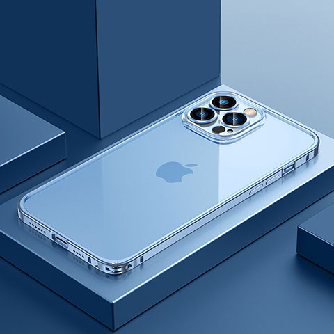 Coque Bumper Luxe Metal et Plastique Etui Housse QC4 pour Apple iPhone 12 Pro Bleu