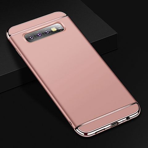 Coque Bumper Luxe Metal et Plastique Etui Housse T01 pour Samsung Galaxy S10 Or Rose