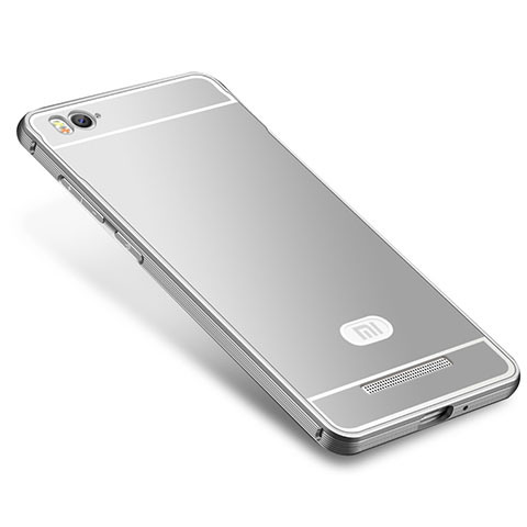Coque Bumper Luxe Metal et Silicone Etui Housse M01 pour Xiaomi Mi 4C Argent