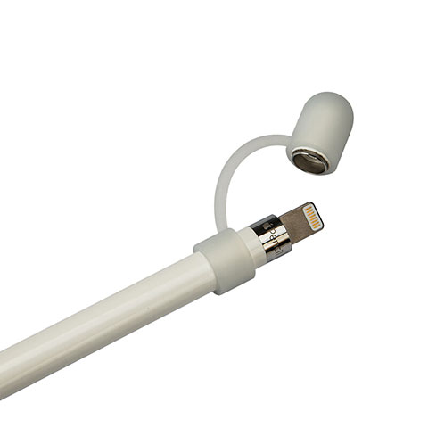 Coque Capuchon Holder Silicone Cable Lightning Adaptateur Anti-Perdu P01 pour Apple Pencil Blanc