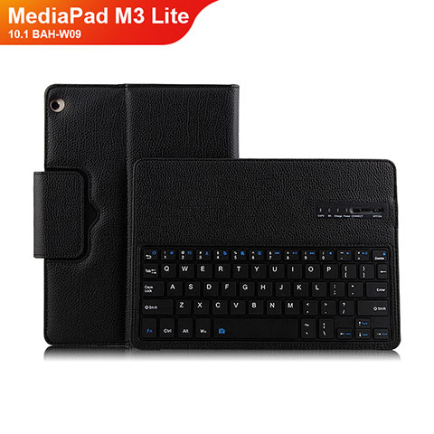 Coque Clapet Portefeuille Livre Cuir avec Clavier L01 pour Huawei MediaPad M3 Lite 10.1 BAH-W09 Noir