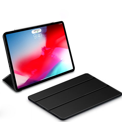 Coque Clapet Portefeuille Livre Cuir L01 pour Apple iPad Pro 11 (2018) Noir
